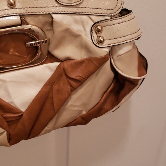 Guess Cream & Camel Patchwork Design Bag - Picture 3 of 14